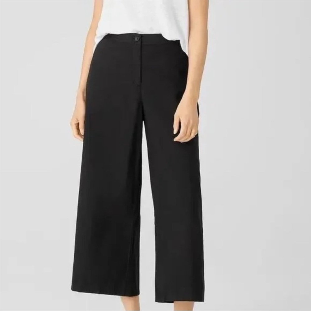 NWT Eileen Fisher Organic Cotton Twill Wide Leg Ankle Pants Graphite 8